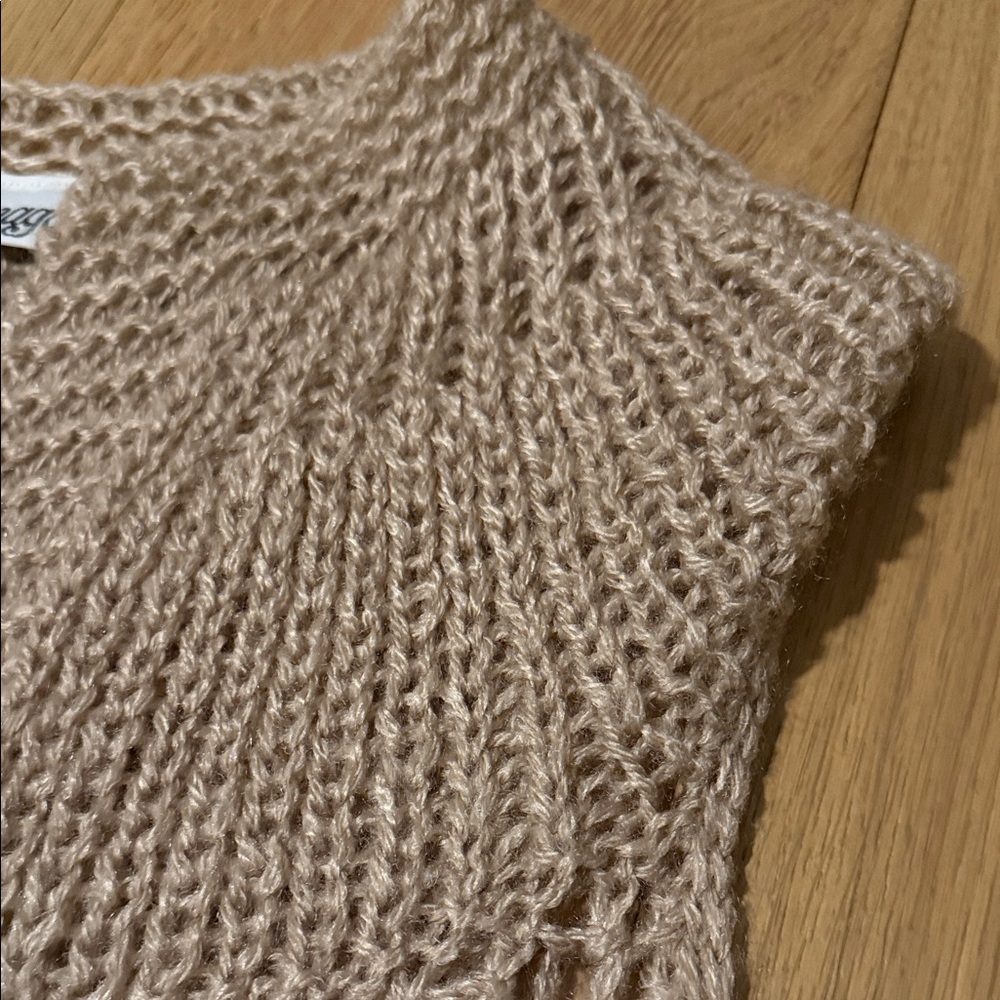 Vintage Tan Women's Knit Cardigan Vest - Picture 5 of 6